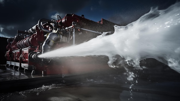 Foto feuerlöschungsbetrieb von feuerlöschdüsen an bord ai erzeugt