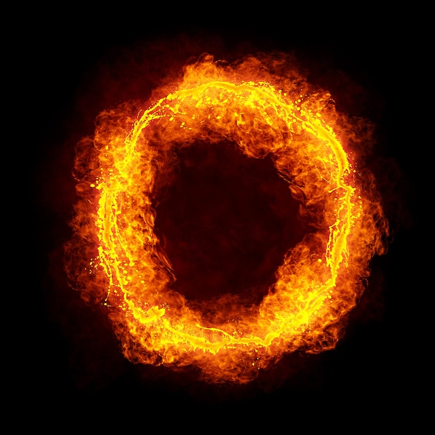 Feuernummer 0. Fiery Font. Helles Flammenschriftsymbol.