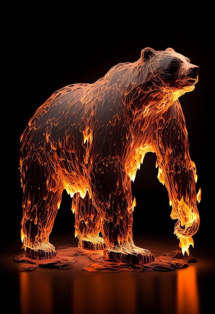 Feuerskulptur eines Bären in der Börse KI generiert