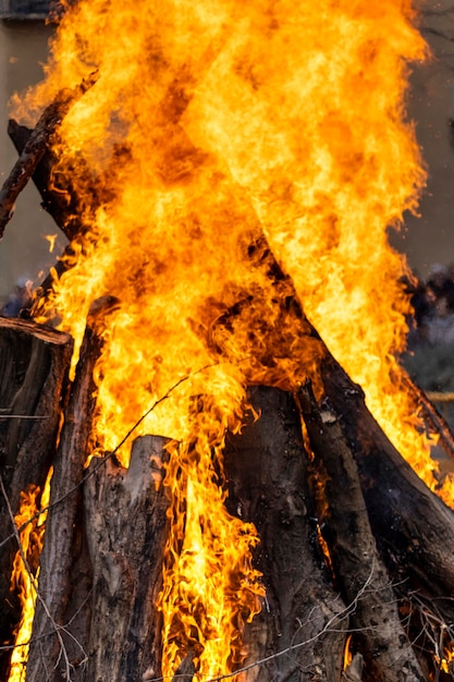 Feuerstruktur Feuer in einem Lagerfeuer mit brennendem Holz