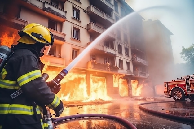 Feuerversicherung Gebäudebrand in der Stadt Generative KI