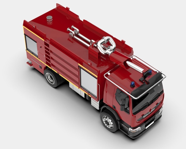 Feuerwehrauto isoliert auf Hintergrund 3D-Rendering-Illustration