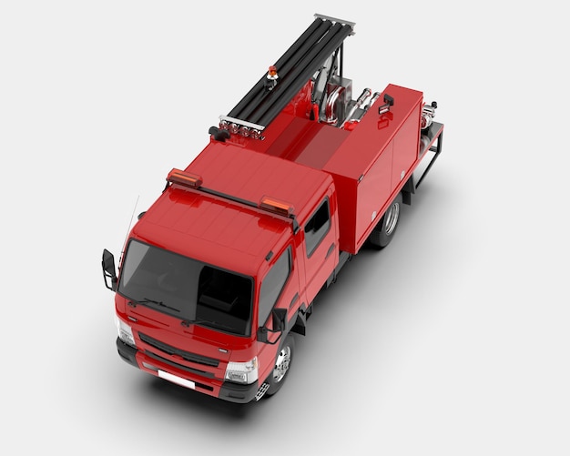 Feuerwehrauto isoliert auf Hintergrund 3D-Rendering-Illustration