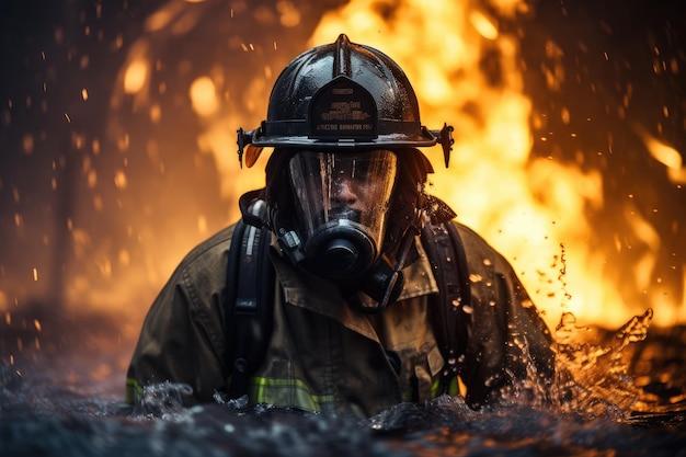 Feuerwehrmann der Hafenbrandwehr, Rettung, Brandbekämpfung