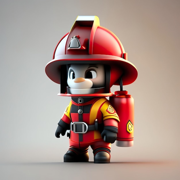 Feuerwehrmann mit Uniform und Helm in 3D Generative AI