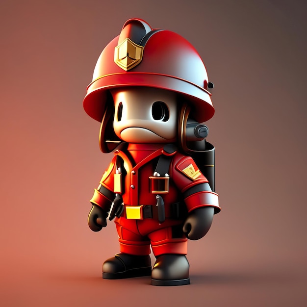 Feuerwehrmann mit Uniform und Helm in 3D Generative AI