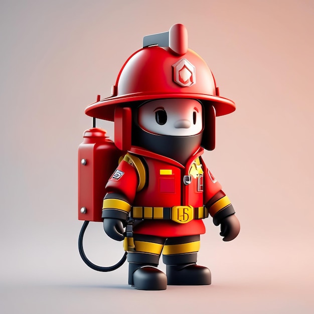 Feuerwehrmann mit Uniform und Helm in 3D Generative AI