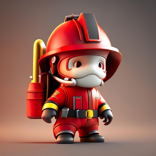 Foto feuerwehrmann mit uniform und helm in 3d generative ai