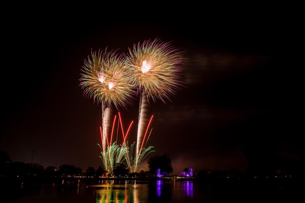 Feuerwerk am dunklen Himmel beim Nachtfest