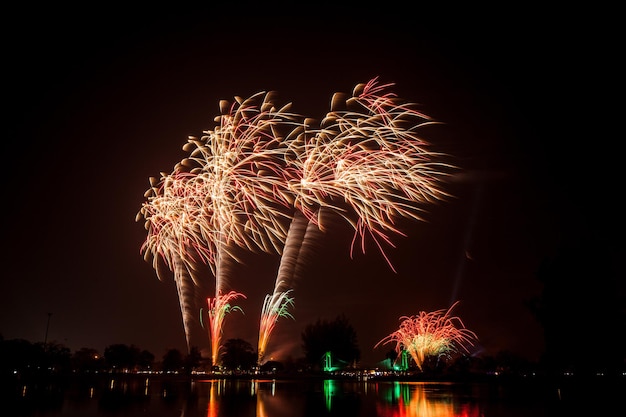 Feuerwerk am dunklen Himmel beim Nachtfest