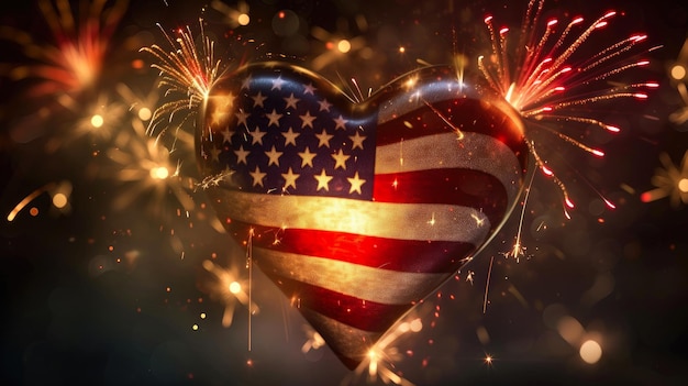 Feuerwerk gerahmt USA Liebe Herz der Freiheit