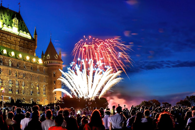 Feuerwerk im Chateau de Chambord in Quebec