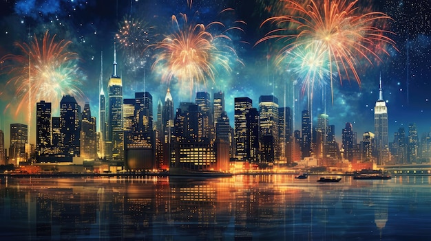 Feuerwerk in der Stadt New York