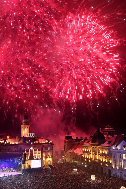 Feuerwerk in Novi Sad Serbien