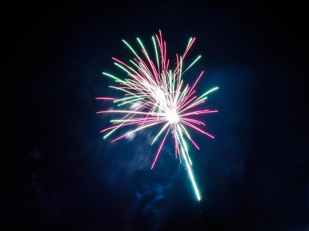 Feuerwerk in Pink am schwarzen Nachthimmel