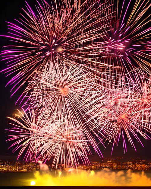 Feuerwerk Nacht Skyline Stadt Neujahr