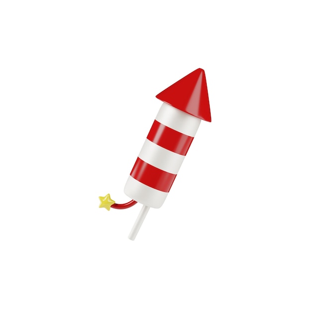 Feuerwerk rot mit weißer 3D-Ikonenillustration