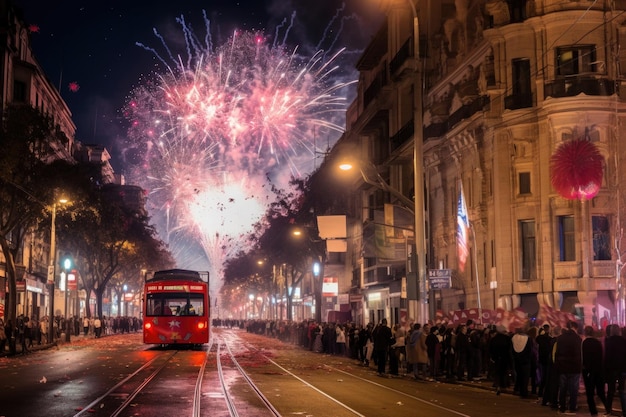 Feuerwerk über Buenos Aires Argentinien während der Feierlichkeiten