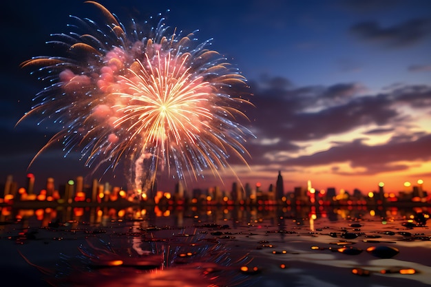 Feuerwerk über dem Fluss