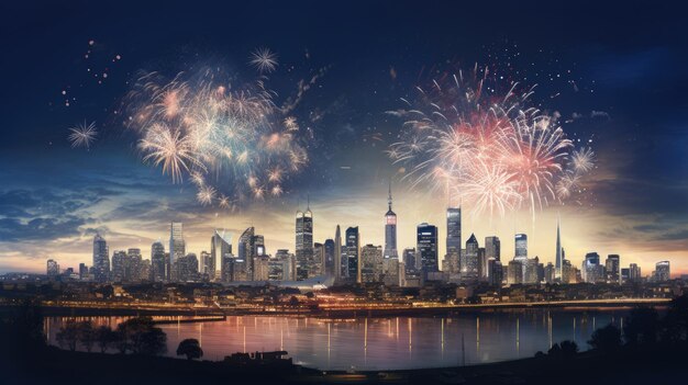 Feuerwerk über der Stadthimmel