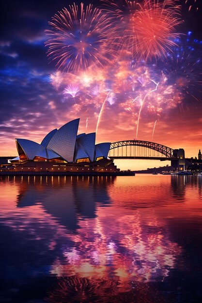 Feuerwerk über der Sydney Harbour Bridge und der Sydney Harbour Bridge