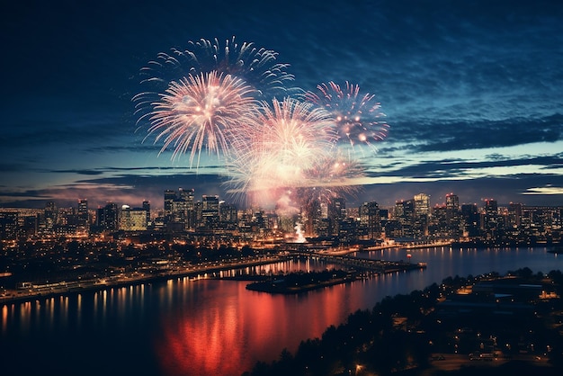 Feuerwerk über einer Stadt