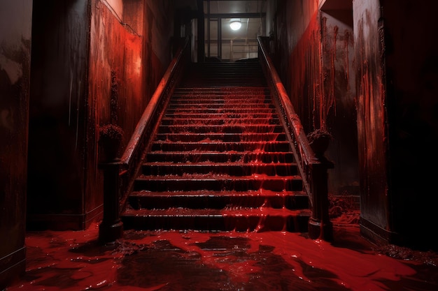 Feurige rote Treppen in der Hölle generieren Ai