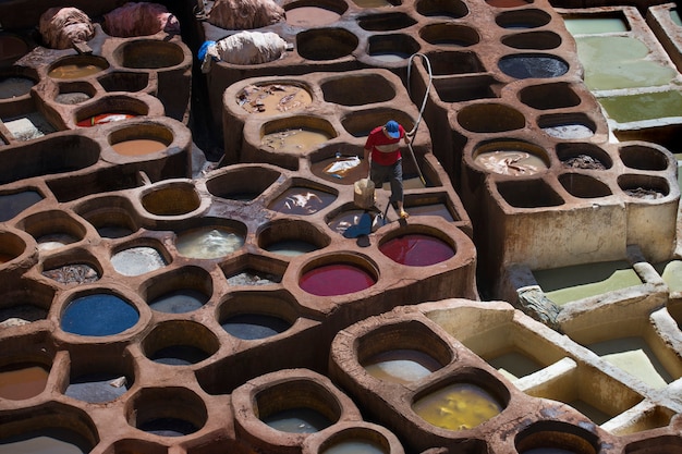 Fez curtume de couro em marrocos