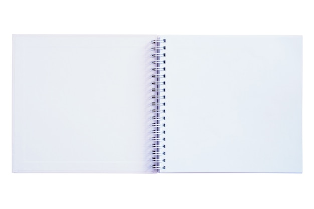 Öffnen Sie das Notizbuch isoliert auf weißem Hintergrund mit Beschneidungspfad