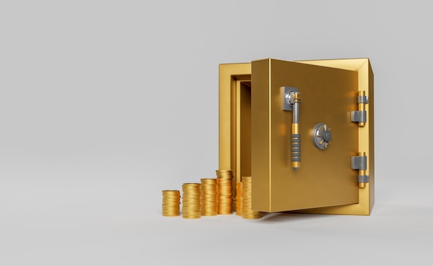 Öffnen Sie den goldenen Safe mit vielen Münzen