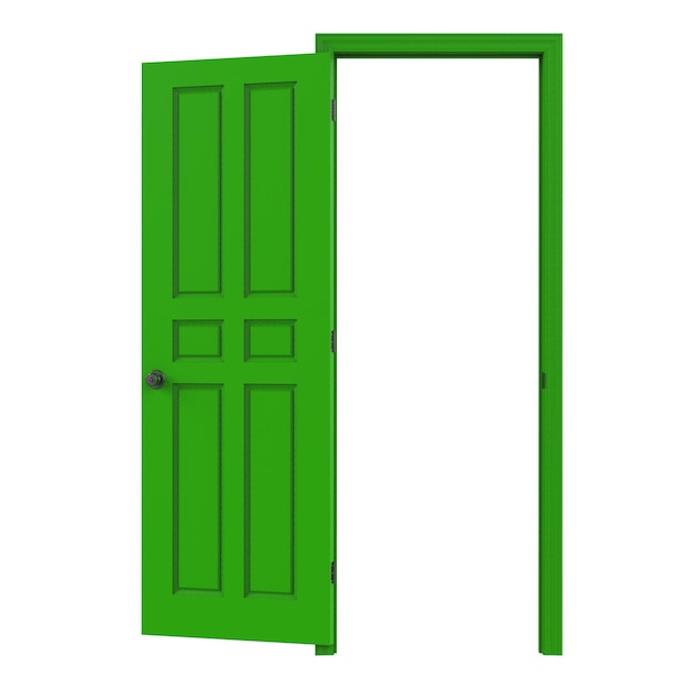Öffnen Sie die grüne isolierte Tür, die 3D-Darstellungswiedergabe geschlossen ist