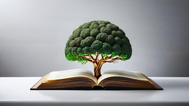 Öffnetes Buch mit Baum oben