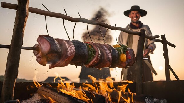 Fiação de carne com o pastor