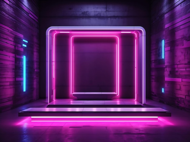 Ficção Científica Futurista Elegante Moderno Neon Brilhante Retângulo Linhas Em Forma de Tubos Roxo Rosa Azul