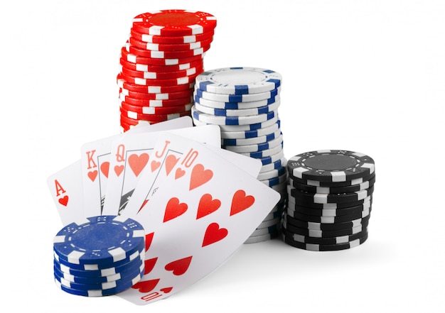 Fichas de casino aisladas en blanco