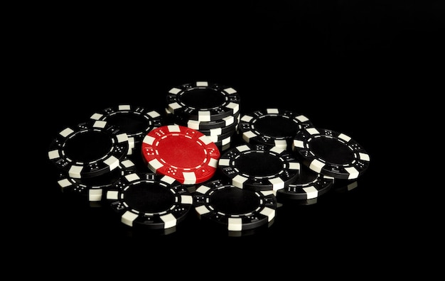 Foto fichas recibidas como resultado de ganar combinación exitosa en el casino