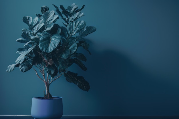 Ficus Lyrata Planta falsa con una pared beige Ilustración AI Generativo