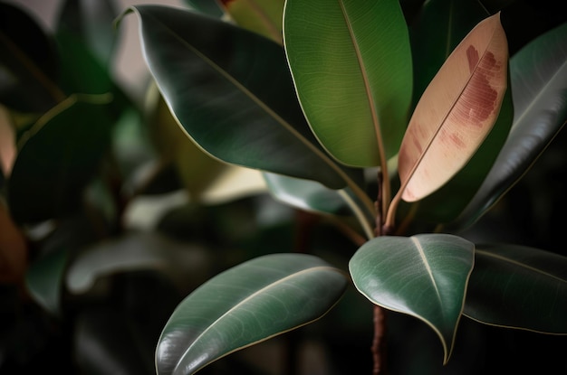 Ficus planta elástica casa de interior ecologia de crescimento sistema de folhas de decoração gerar ai