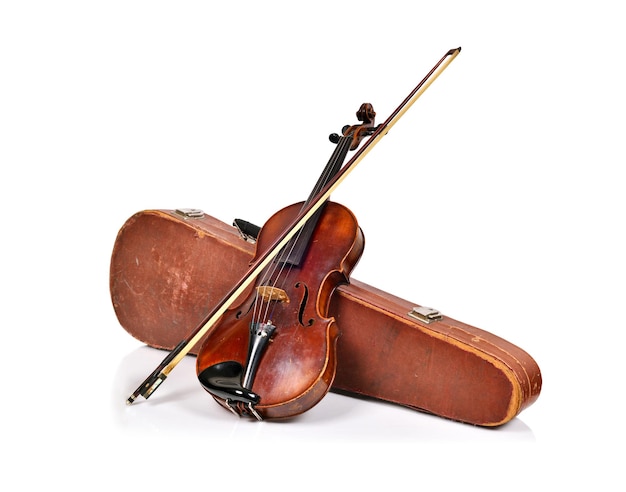 Fiddlecase y violín antiguos