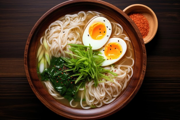 fideos para el concurso en sopa de soja fría con huevo comida tradicional coreana saludable