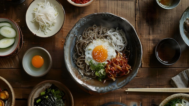 Los fideos fríos de trigo sarraceno de Naengmyeon