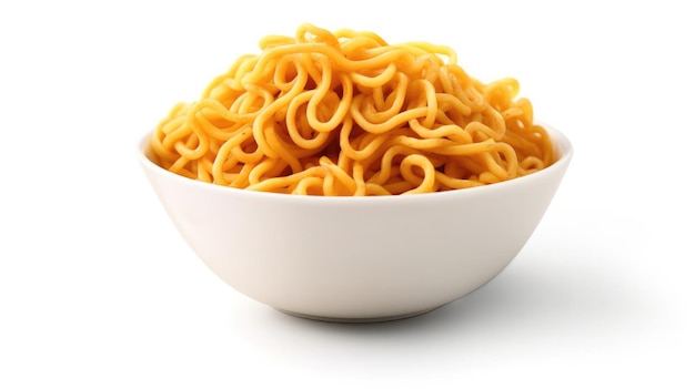 fideos instantáneos aislados en cuenco blanco fideos instantáneo cocido con verduras en cuencos aislados en w