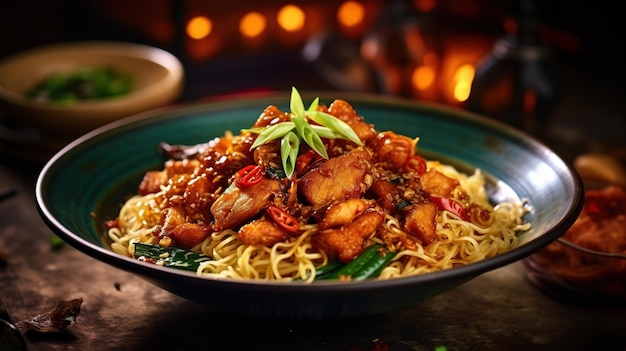 Fideos de pollo bakmi ayam de Indonesia IA generativa