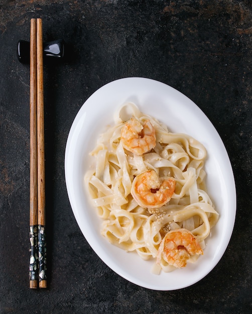 Fideos Udon Con Camarones