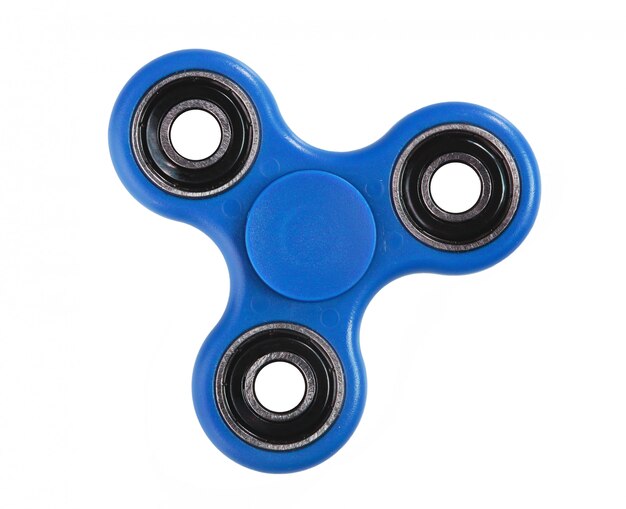 Fidget spinner azul sobre fundo branco