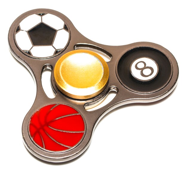 Fidget spinner sobre un fondo blanco.