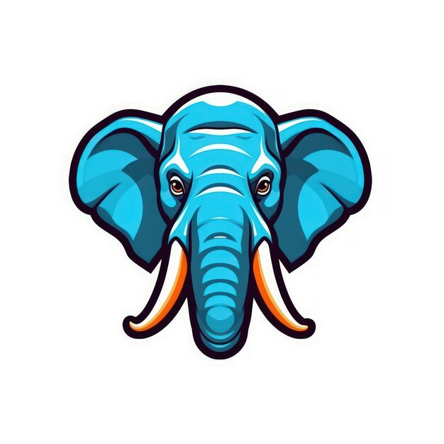 Foto fierce elephant maskottchen-logo auf weißem hintergrund generative ki