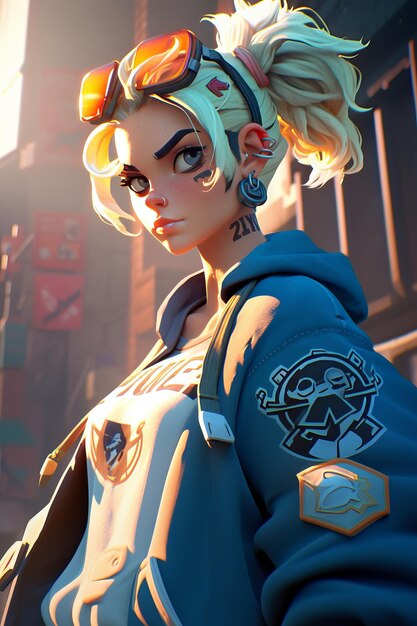 Fierce Fury desencadeando o poder espetacular da protagonista feminina de Sunset Overdrive em um Cinemati