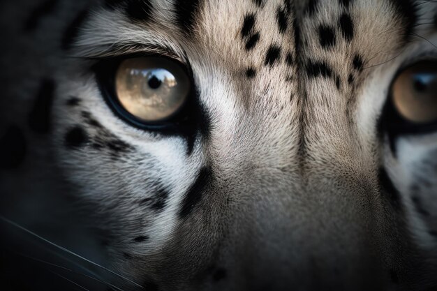 Fierce majestuoso leopardo de las nieves ojos macro extremo de un ojo generado por la IA