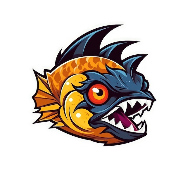 Foto fierce piranha esports logo sobre fondo blanco ia generativa